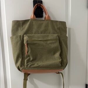 Universal Thread Khaki Canvas Backpack with Brown Trim